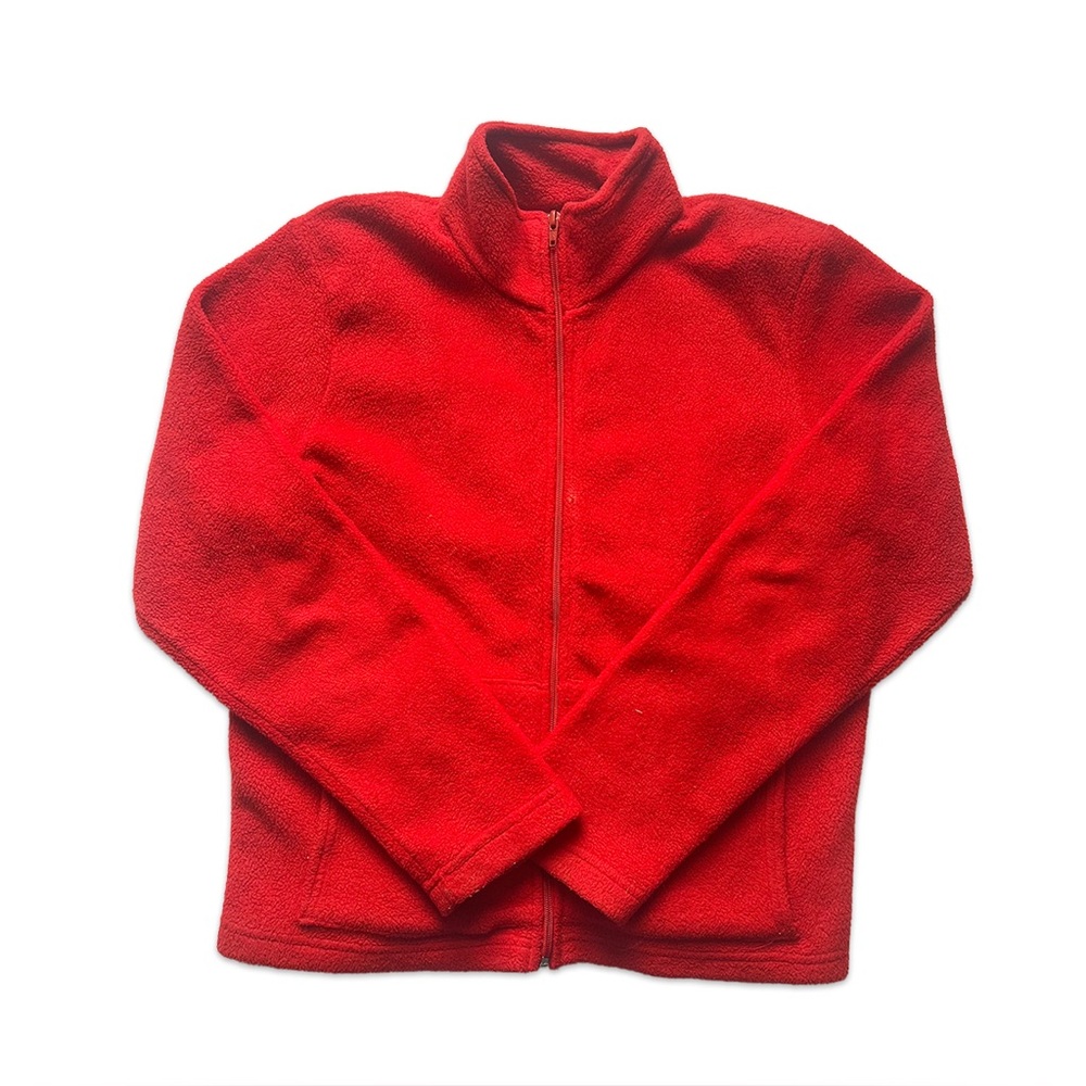 Red fleece zip up jacket